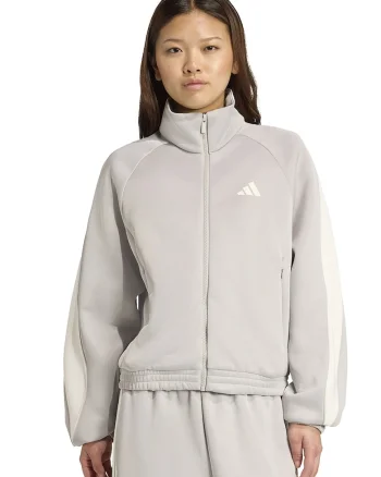 Bluza de trening cu fermoar si maneci raglan Stadium, Alb fildes/Gri deschis