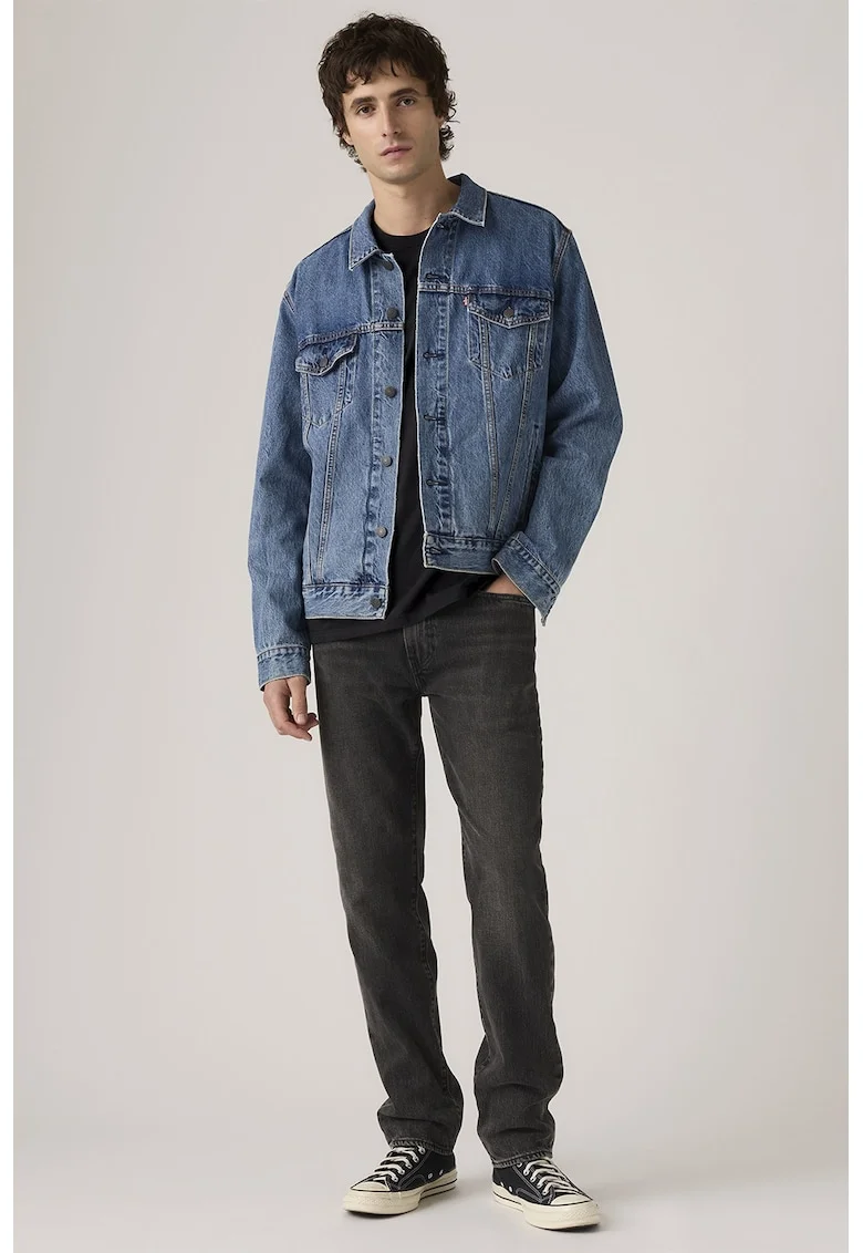 Blugi conici cu cinci buzunare 502, Negru stins,