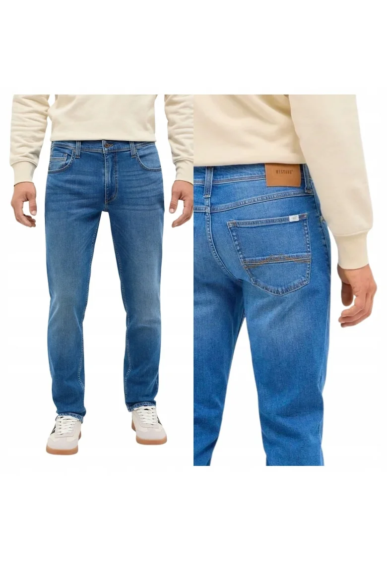 Blugi Barbati,  Washington Straight, Straight Fit, Talie Medie, Fermoar, Lungi, 5 Buzunare, Bumbac, Albastru