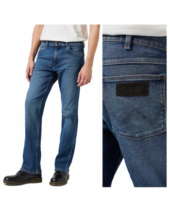Blugi Barbati,  Horizon, Straight Fit, Talie Medie, Fermoar, Lungi, 5 Buzunare, Bumbac, Elastan, Albastru, Negru