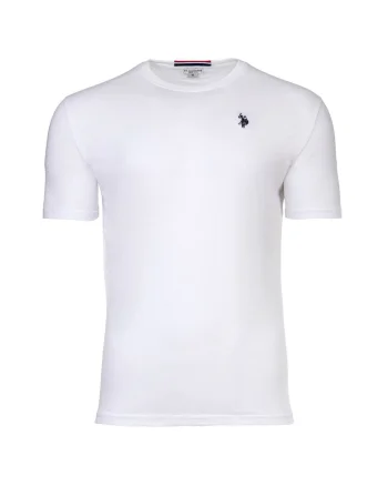 Tricou de bumbac cu decolteu la baza gatului si logo discret, Alb