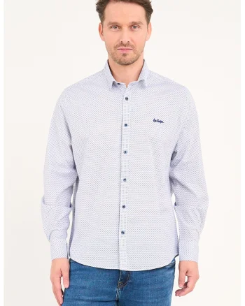 Camasa cu model cu buline, Alb/Bleumarin