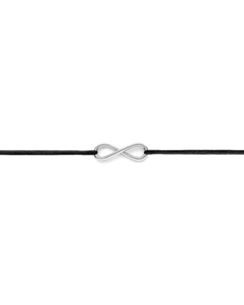 Bratara cu infinit din Argint 925, snur reglabil, Negru