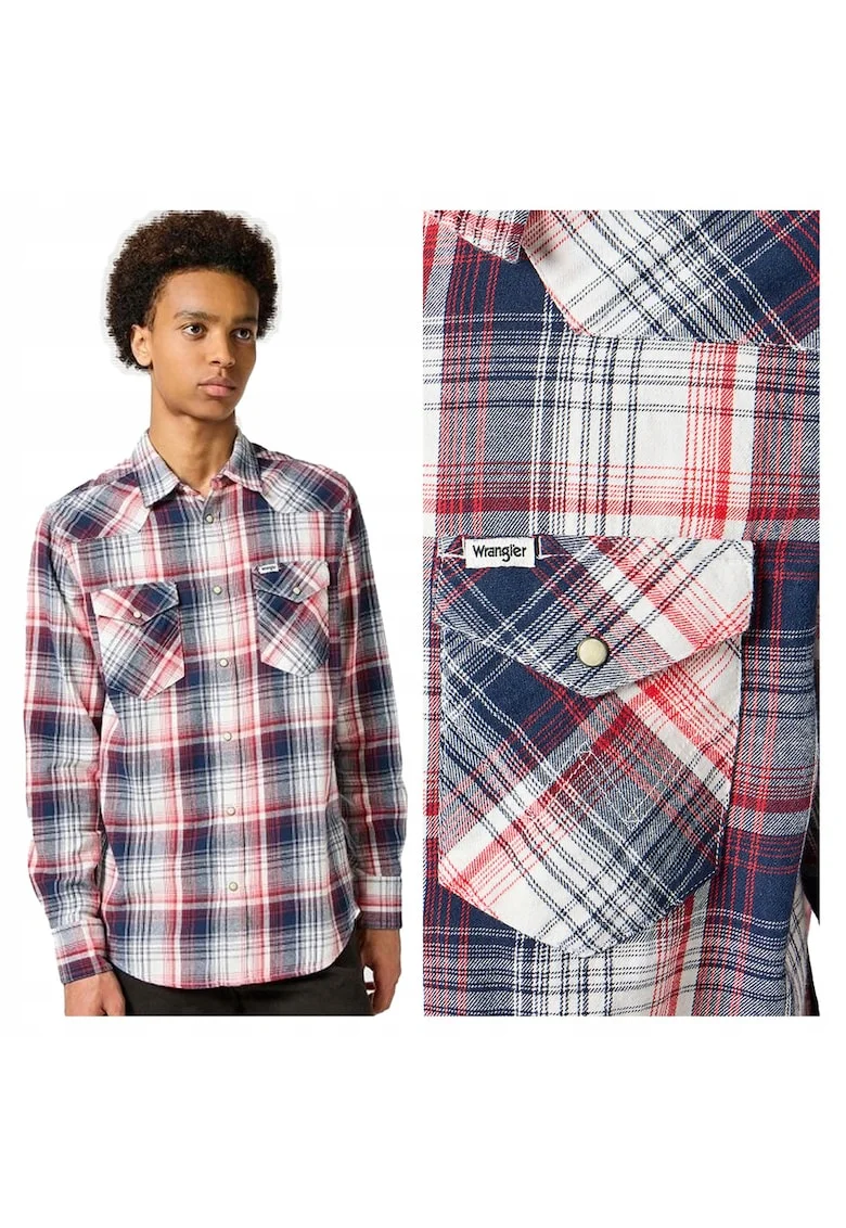 Camasa Barbati,  Western Shirt, Regular Fit, Design Clasic, Maneci Lungi,fCwqfu Cu Nasturi, Bumbac, Rosu, Rosu