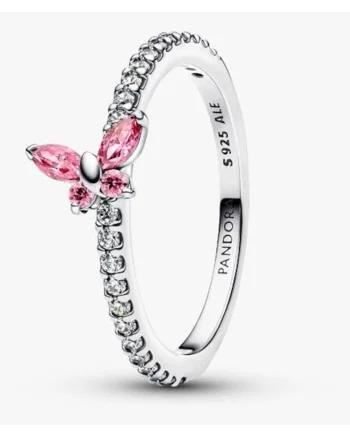 Inel  tip fluture stralucitor Zirconiu Roz din Argint 925