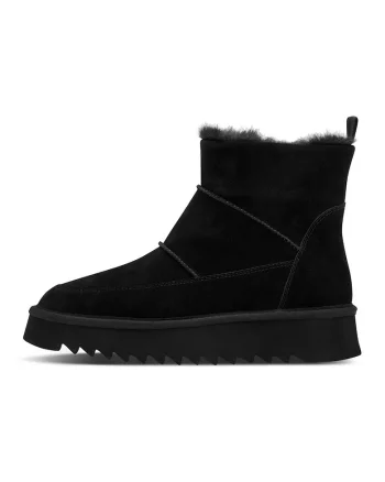 Ghete de piele intoarsa cu fermoar, Negru