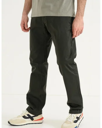 Pantaloni regular fit din amestec de bumbac organic, Verde inchis