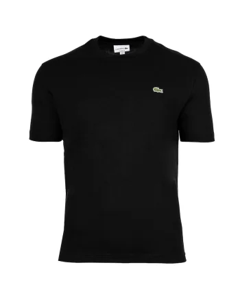 Tricou din bumbac cu decolteu la baza gatului, Negru
