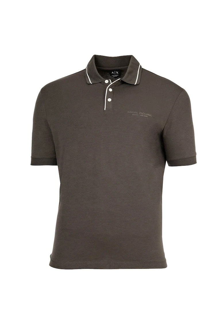 Tricou polo din amestec de bumbac cu model uni, Gri antracit