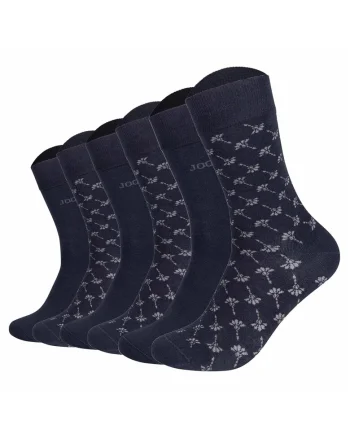 Set de sosete lungi cu model unisex - 6 perechi, Albastru inchis