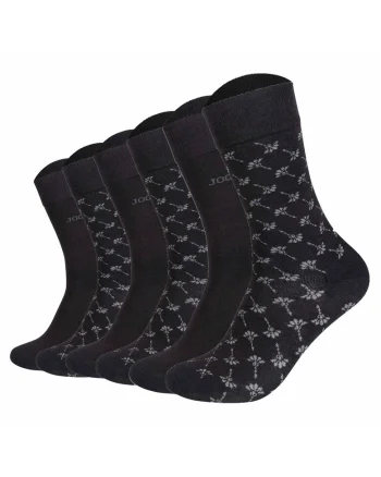 Set de sosete lungi cu model unisex - 6 perechi, Negru