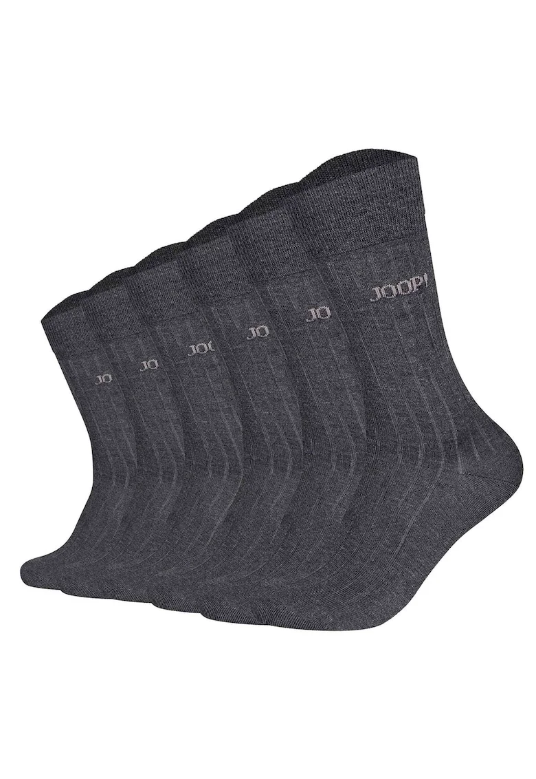 . Set de sosete cu model unisex Premium Essential - 6 perechi, Gri inchis