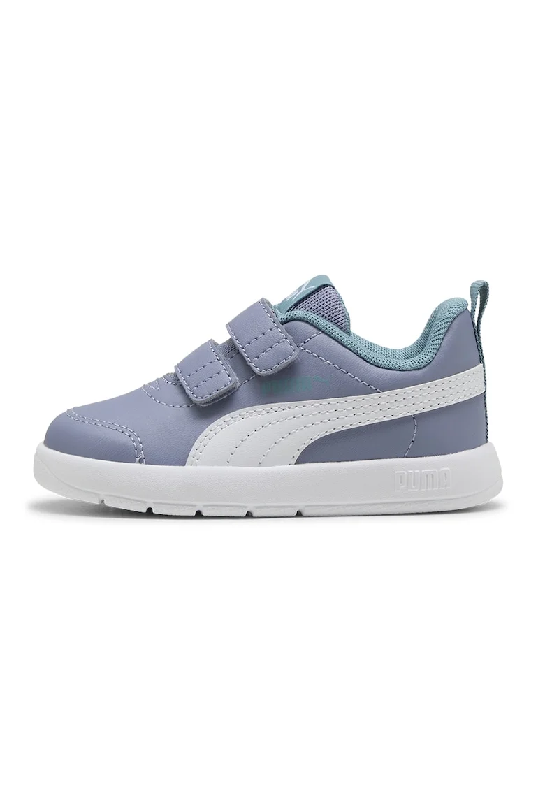 Pantofi sport Courtflex din piele ecologica cu velcro, Albastru inchis/Alb murdar/Albastru petrol