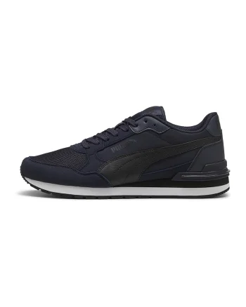 Pantofi sport ST Runner V4 din piele ecologica si material textil, Negru/Albastru ultramarin