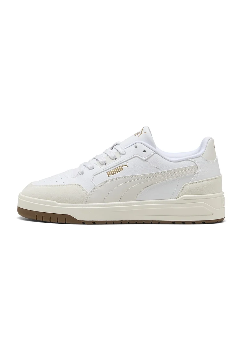 Pantofi sport Shuffle Dowtown cu detalii din piele intoarsa si model unisex, Maro taupe deschis/Alb optic/Maro pamantiu