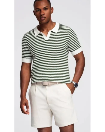 Tricou polo cu dungi, Verde masliniu