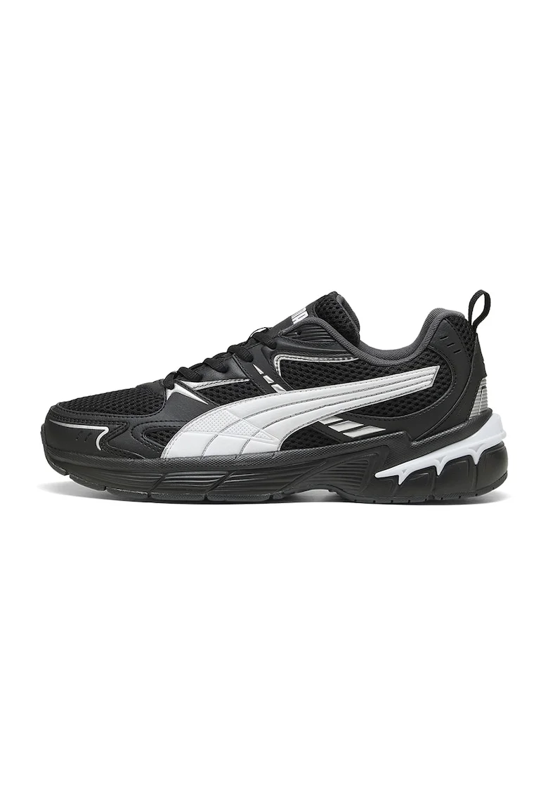 Pantofi sport Milenio Tech 2000 de plasa si piele ecologica, Negru/Alb optic