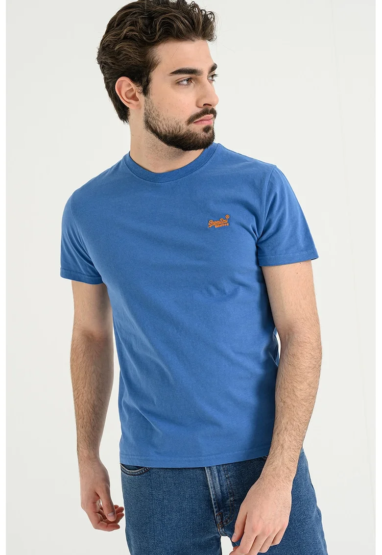 Tricou slim fit de bumbac Essential, Portocaliu mandarina/Albastru royal