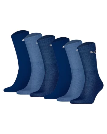 Set de sosete lungi unisex cu model logo - 6 perechi, Albastru