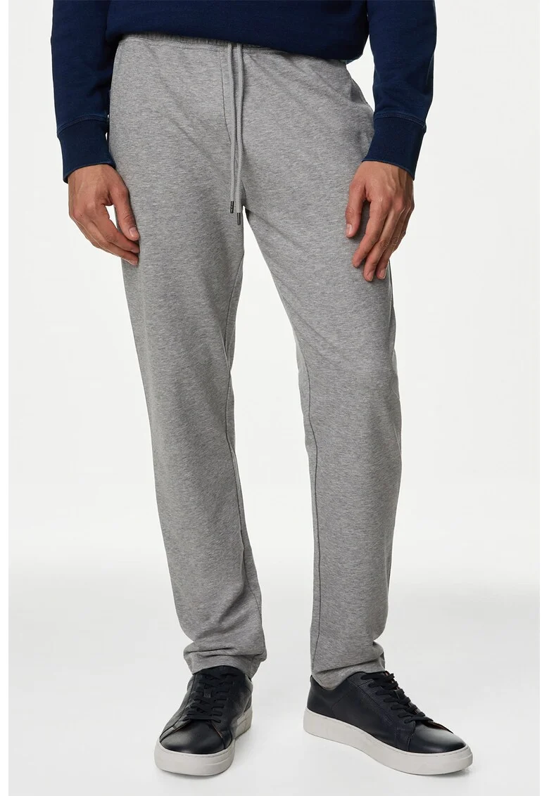 Pantaloni de trening cu buzunare laterale, Gri melange