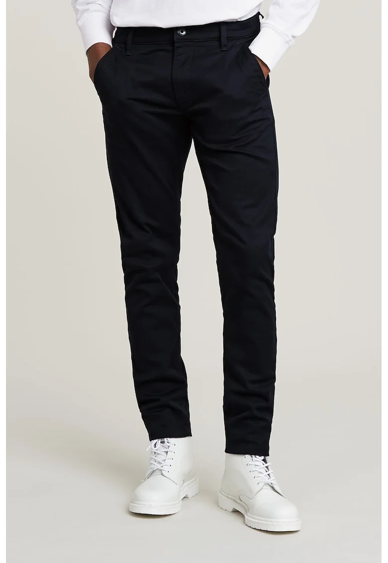Pantaloni slim fit din amestec de bumbac organic, Albastru ultramarin