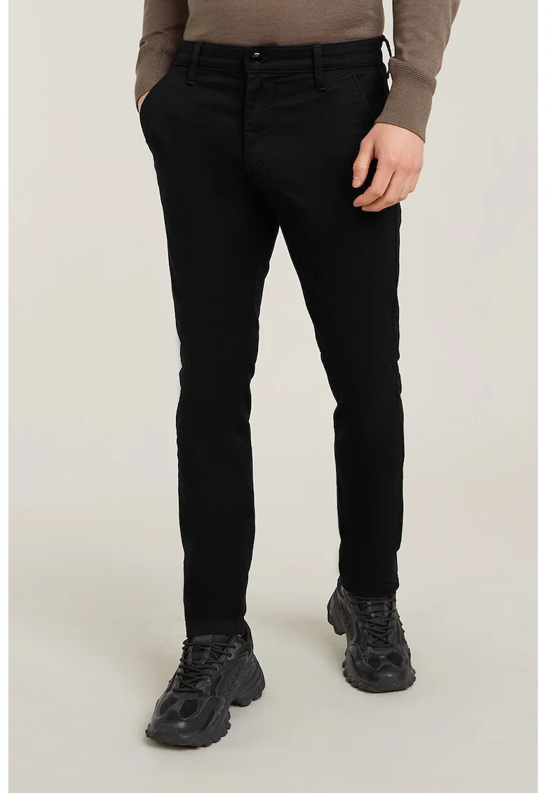 Pantaloni slim fit din amestec de bumbac organic, Negru