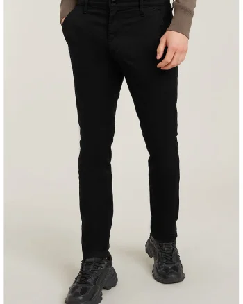 Pantaloni slim fit din amestec de bumbac organic, Negru