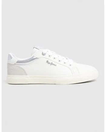Pantofi sport cu detalii de piele intoarsa, Alb fildes/Gri deschis/Argintiu