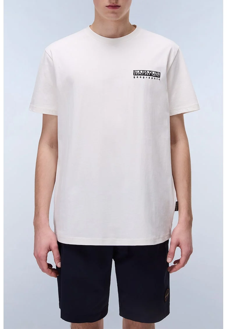 Tricou din bumbac cu imprimeu pe partea din spate, Alb/Negru/Albastru