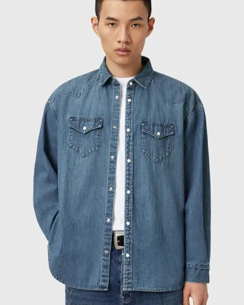 AllSaints cămașă jeans FENTON
