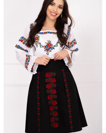 Ie cu broderie florala multicolora Daciana