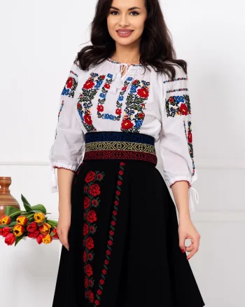 Ie dama traditionala Laura cu broderie multicolora
