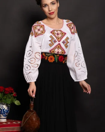 Brau dama traditional Mioara cu flori brodate