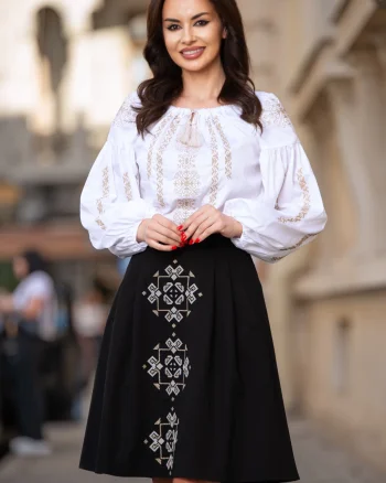 Bluza Effect ivoire tip ie cu broderie aurie