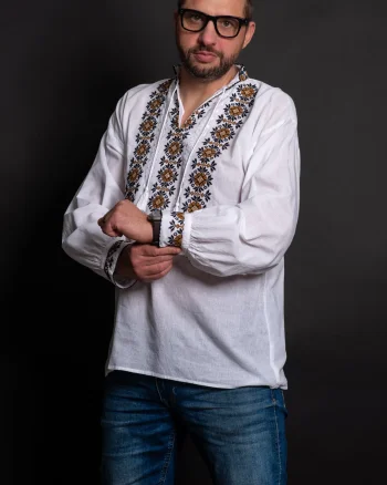 Ie traditionala Bogdan de barbat cu broderie inspirata din portul popular