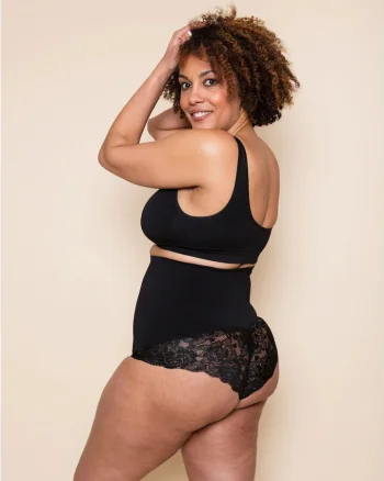 Chilot Modelator Eva (dantela, talie inalta) negru