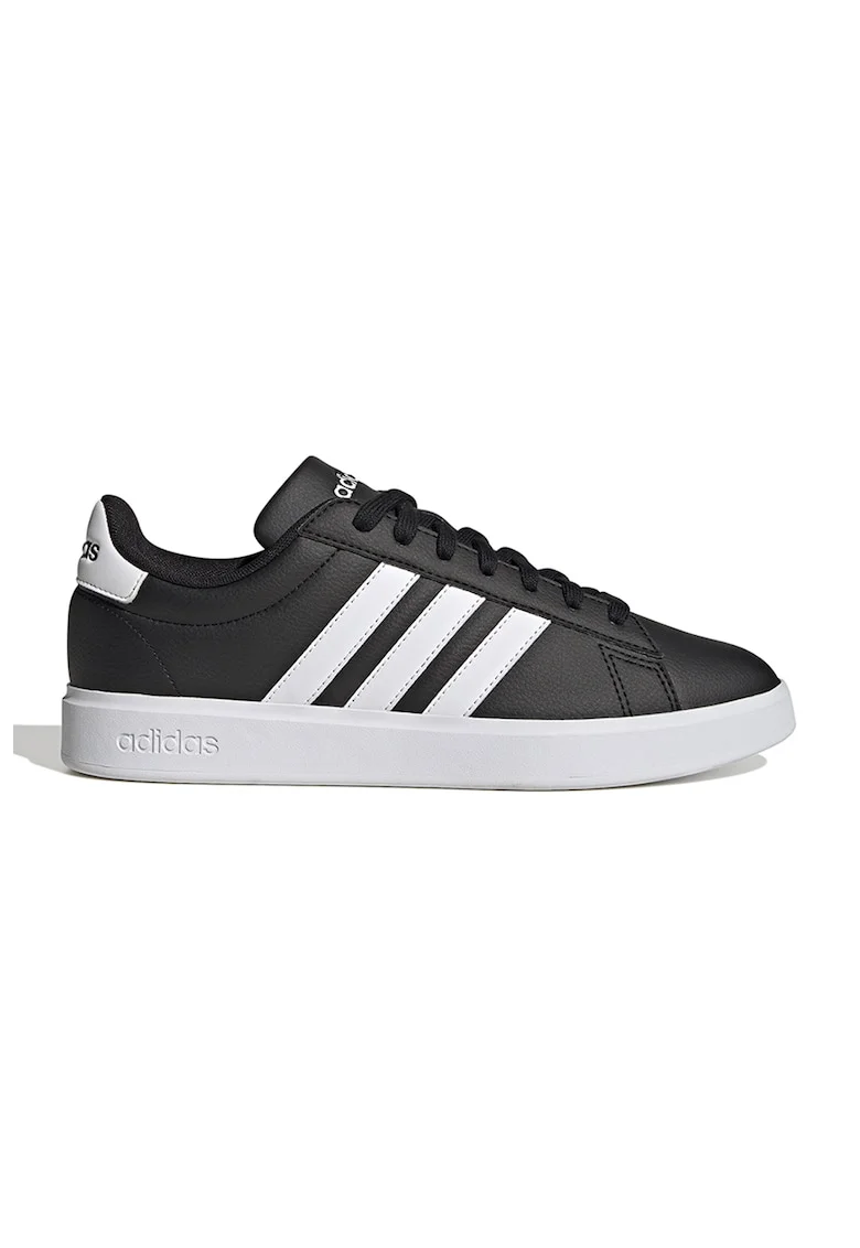 Pantofi sport de piele ecologica cu imprimeu logo Grand Court 2.0, Alb/Gri antracit