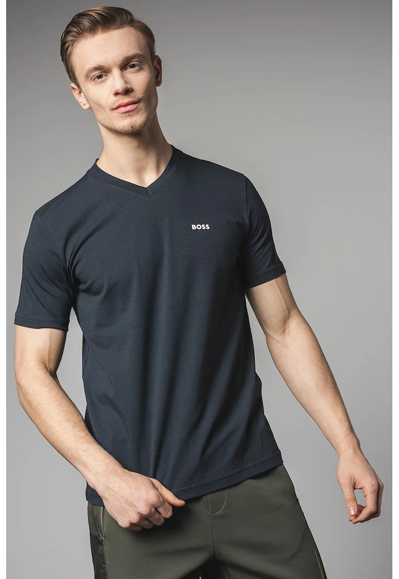 Tricou cu decolteu in V, Albastru ultramarin