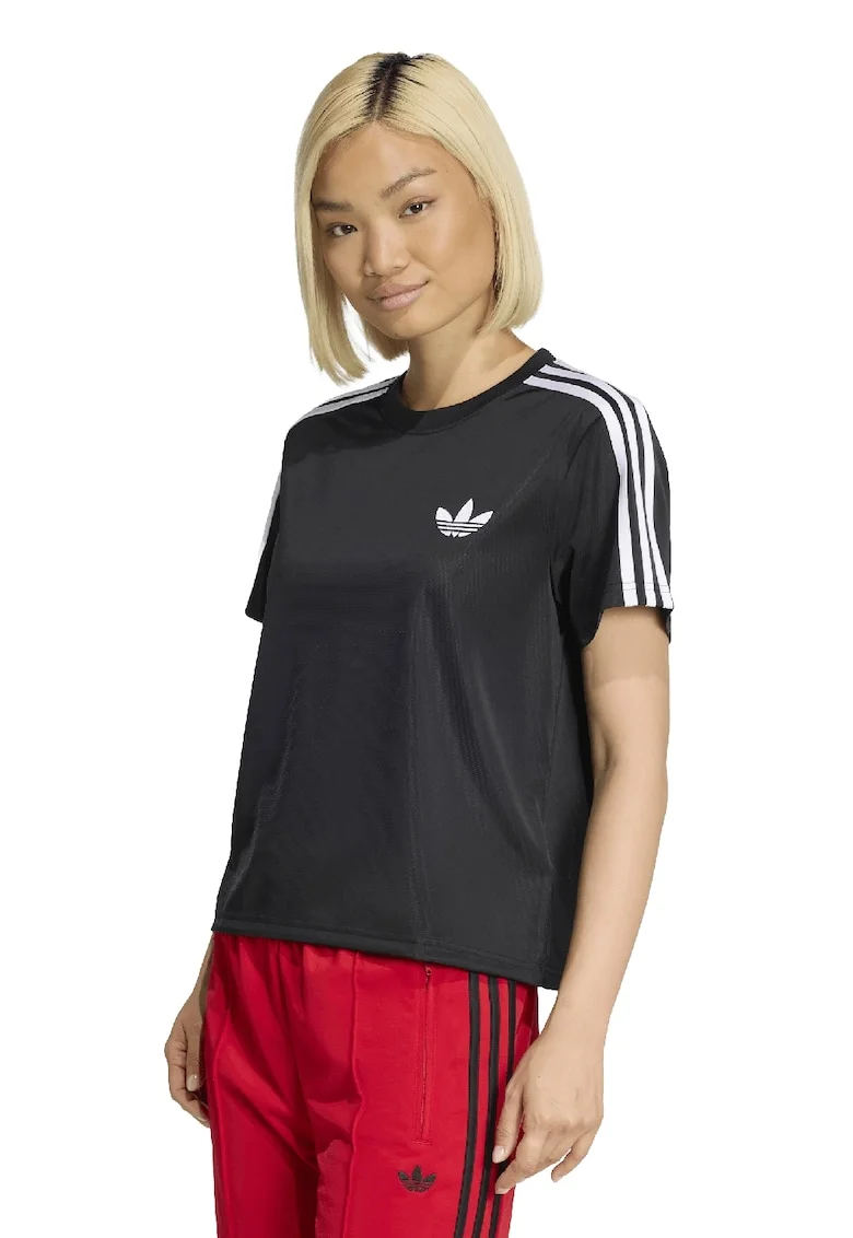 Tricou regular fit cu decolteu la baza gatului, Alb/Negru