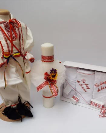 Set Traditional Botez - Costumas baietel Trusou Lumanare 3