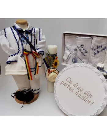 Set Traditional Botez - Costumas baietel Trusou Cutie pentru trusou Lumanare 2