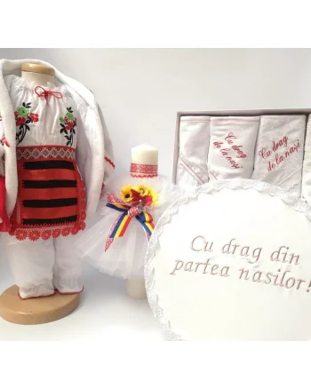 Set Traditional Botez Fetita - Costumas + Trusou + Cutie + Lumanare 2