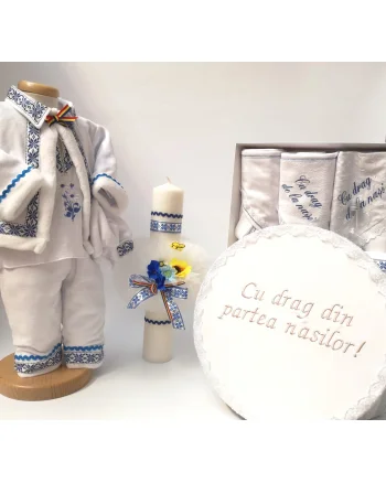Set Traditional Botez Baiat - Costumas + Trusou + Cutie + Lumanare 2