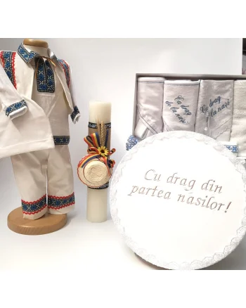 Set Traditional Botez Baiat - Costumas + Trusou + Cutie + Lumanare 3