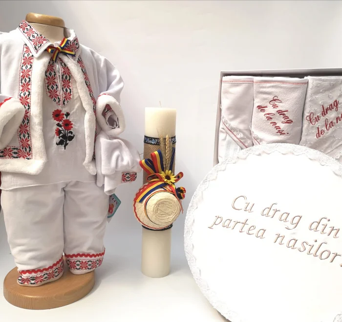 Set Traditional Botez Baiat - Costumas + Trusou + Cutie + Lumanare 4