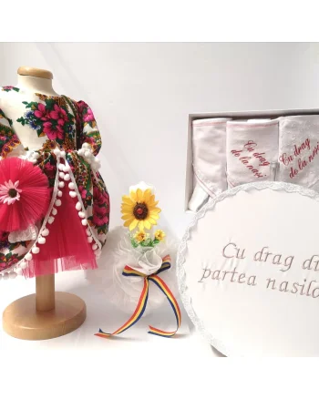 Set Traditional Botez - Costumas fetita Trusou Cutie pentru trusou Lumanare -TUL