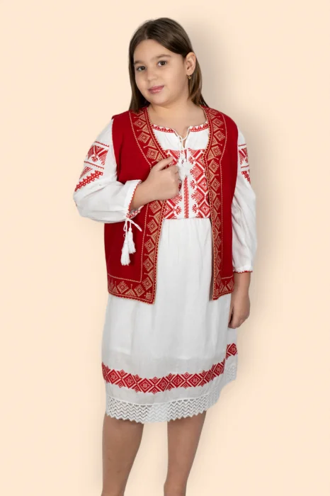 Costum Rochie si Vesta traditionala fetite Olguta