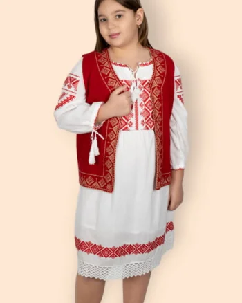 Costum Rochie si Vesta traditionala fetite Olguta