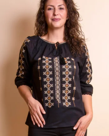 Bluza neagra cu motiv crem Georgeta