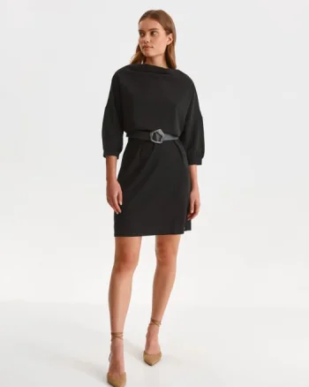 Rochie midi neagra cu maneci largi